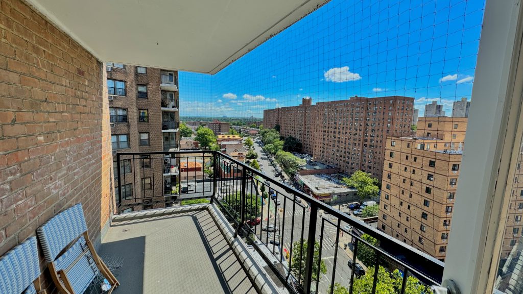 Balcony pigeon control – The Ex-Terminators cleaning and netting an NYC balcony to keep it bird-free